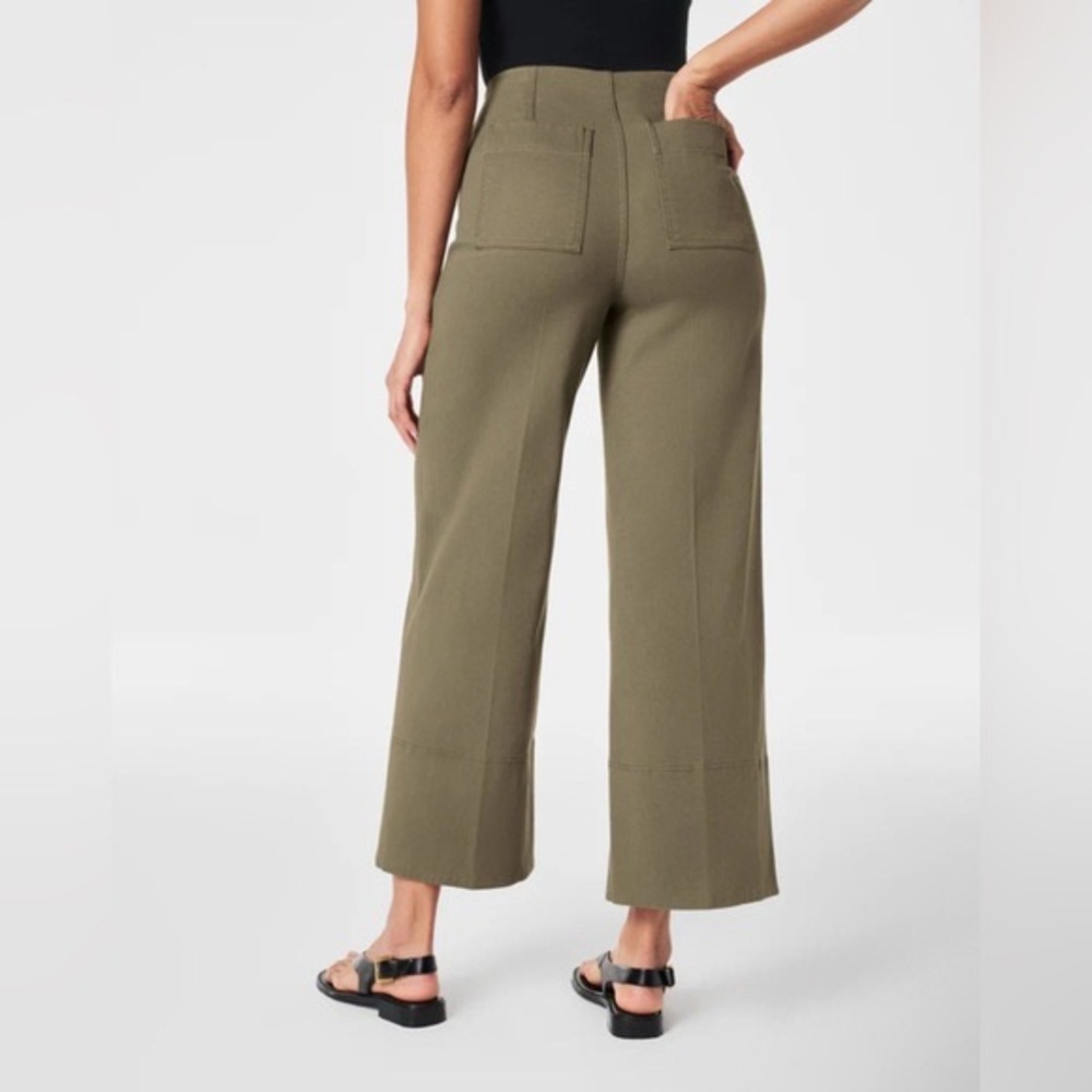 LIKE NEW Spanx Twill Wide Leg Pant Olive Green